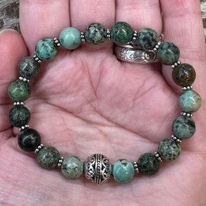 African Turquoise Natural Crystal Gemstone Stretch Bracelet Healing Energy